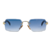 Premium Blue Mirrored Lens Sporty Black Frame Sunglasses