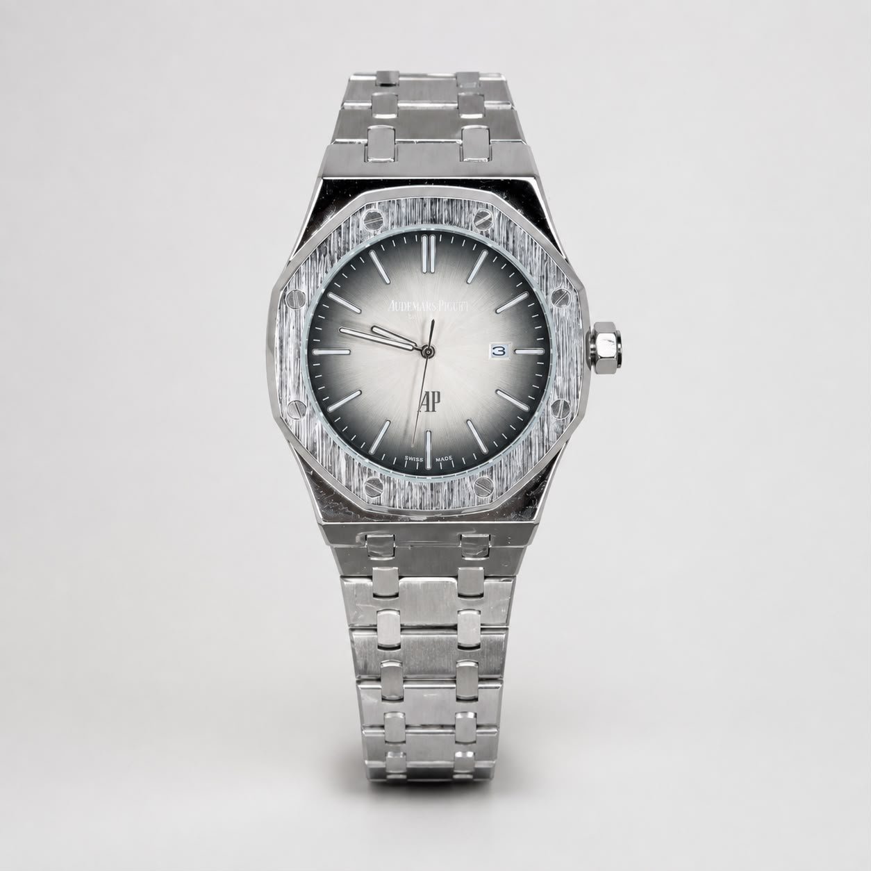 AP Octagonal Bezel Silver Date  Watch