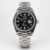 Black dial silver stainless steel date watch