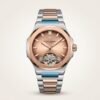 Pagani Design PD-YS025 automatic watch with rose gold sunburst dial, open heart, and two-tone stainless steel bracelet."