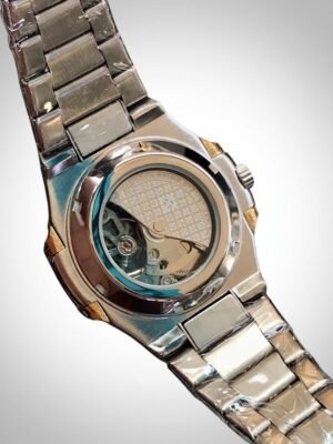 Two-Tone Automatic Skeleton Watch - Gold & Silver Steel Bracelet Colours available Hover Image