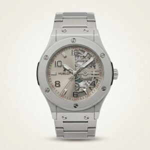 Silver-Tone Automatic Style Watch - Black Skeleton Dial & Steel Bracelet Hover Image