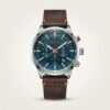Tubular Savor Chronograph Watch – Blue Dial & Brown Leather Strap