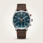 Tubular Savor Chronograph Watch – Blue Dial & Brown Leather Strap