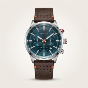 Tubular Savor Chronograph Watch – Blue Dial & Brown Leather Strap