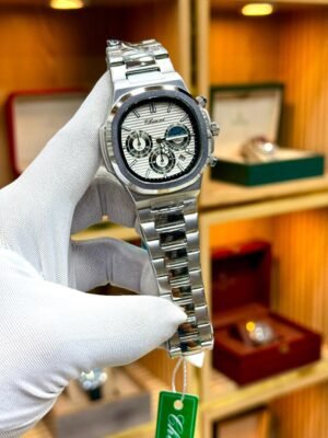 Chenxi Multi-Function Chronograph Watch – Silver Dial & Integrated Steel Bracelet Hover Image