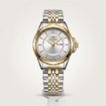 Bestwin Doctor model quartz watch with silver dial, gold bezel, and two-tone steel bracelet.