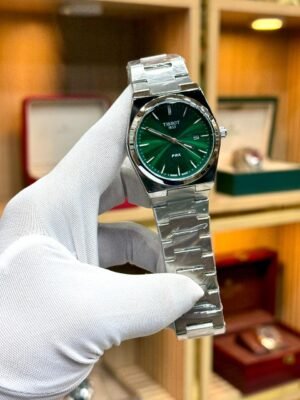 PRX Retro Integrated Steel Quartz Watch – Green Sunburst Dial Hover Image