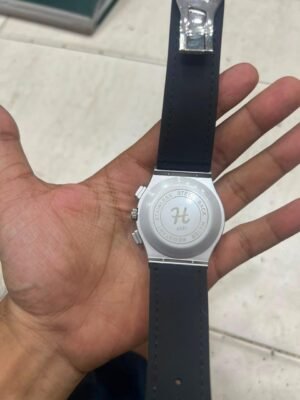 Silver-Tone Quartz  Watch - Blue Dial & Leather Strap Hover Image