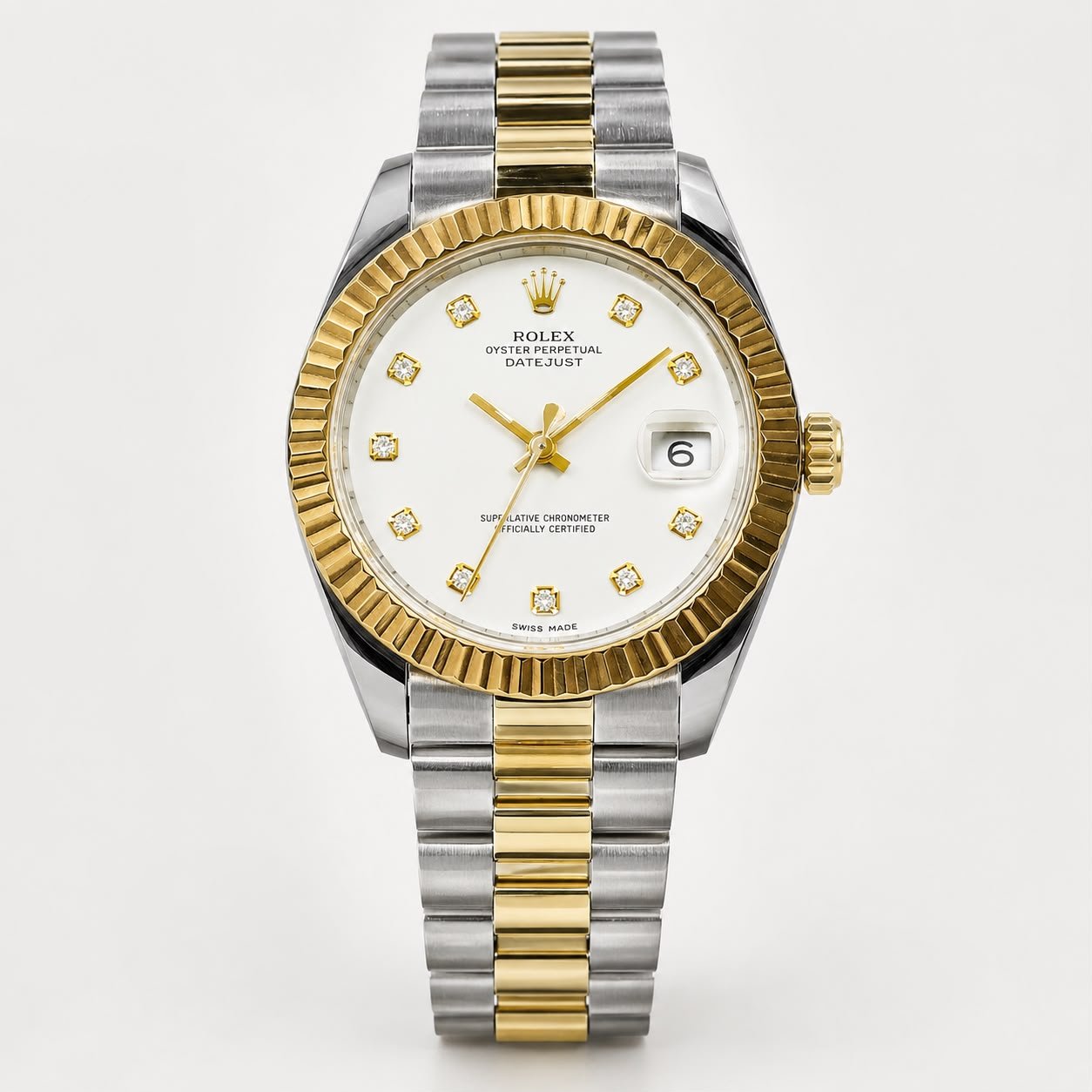 Rolex Two-Tone Gold & Silver Date Watch — White Dial