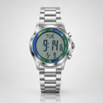 SKMEI 1712 digital watch with silver stainless steel bracelet and dual time display.