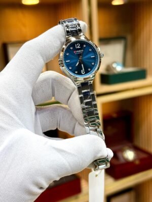 CURREN 9106 Women's Elegant Watch – Blue Sunburst Dial & Steel Bracelet Hover Image