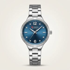 CURREN 9106 Women's Elegant Watch – Blue Sunburst Dial & Steel Bracelet
