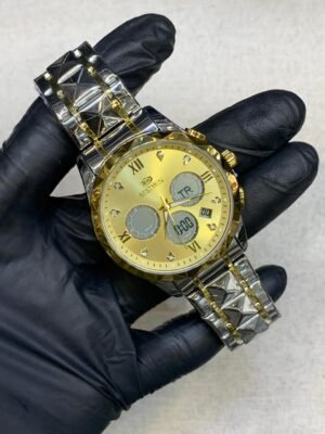 Bestwin Two-Tone Ana-Digi Watch – Gold Dial, Digital Display & Steel Bracelet Hover Image