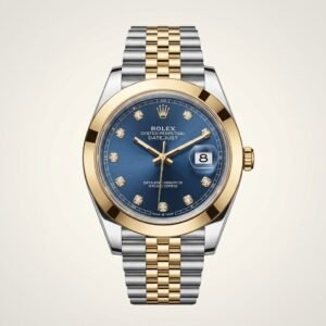 Two-Tone Luxury Style Watch – Blue Dial, Diamond Markers & Jubilee Bracelet (Multiple colour option)