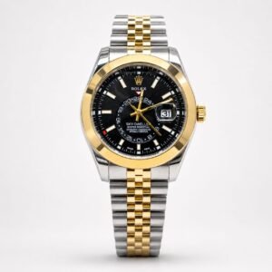 Two-Tone Luxury Watch – Black Dial, Gold Fluted Bezel & Jubilee Bracelet(Multiple Colours)