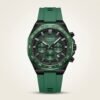 CURREN 8489 chronograph watch with green dial, luminous markers, and green silicone strap.