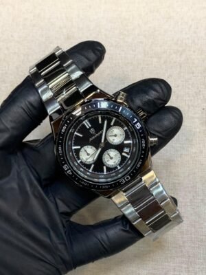 Poedagar Men's Chronograph – Black Dial & Stainless Steel Bracelet Hover Image