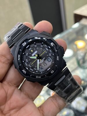 SKMEI 1370 Men's Anadigi Sports Watch – Compass Bezel & Steel Bracelet Hover Image