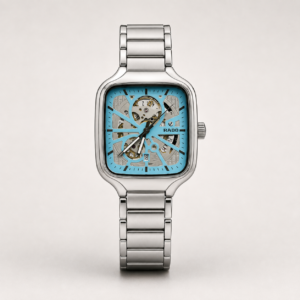 Rado Style Automatic Skeleton Watch – Turquoise Dial & Steel Bracelet