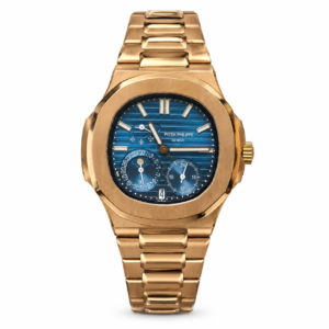 Premium Rose Gold Integrated Watch – Blue Textured Dial & Heavy Bracelet