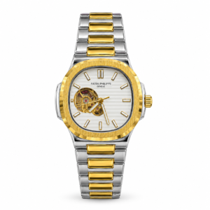 Patek Philippe Two-Tone Automatic Open-Heart Watch – White Dial & Gold Bezel