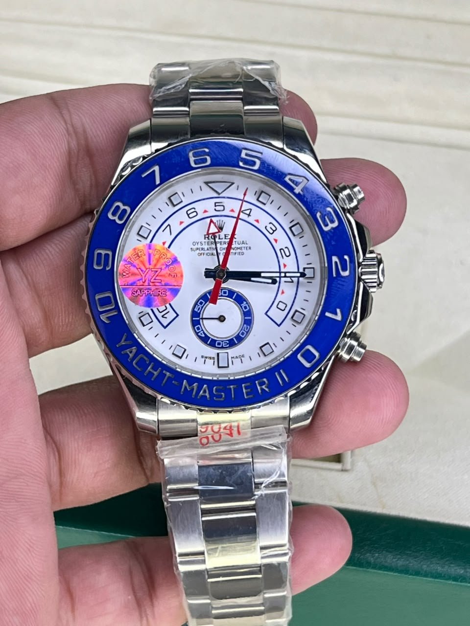 Yacht-Master Premium Automatic Regatta Watch – Blue Bezel & White Dial Hover Image