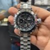 SKMEI 1515 analog-digital watch with silver stainless steel bracelet, tachymeter bezel, and chronograph functions.