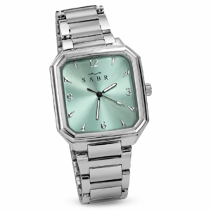 SABR Rectangular Dress Watch – Mint Green Dial & Steel Bracelet (With Box)