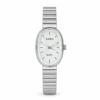 : NAIDU ladies oval watch with silver dial and silver expanding link bracelet.