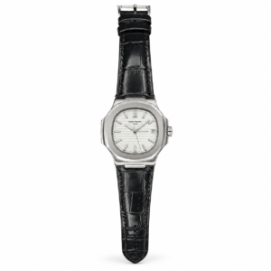 Silver Cushion Dress Watch – Textured White Dial & Black Leather Strap