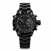 SKMEI 1515 analog-digital watch with black stainless steel bracelet, tachymeter bezel, and chronograph functions.